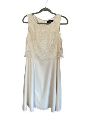 Midnight Velvet Crochet Top Satin Midi Dress Cream Sz 6